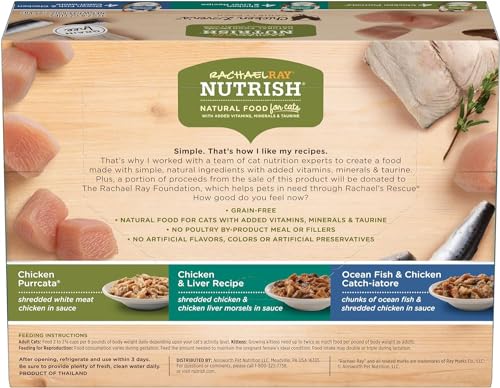Rachael Ray Nutrish Natural Wet Cat Food, Tuna Purrfection Recipe, 2.8 Ounce Cup (Pack of 12), Grain Free