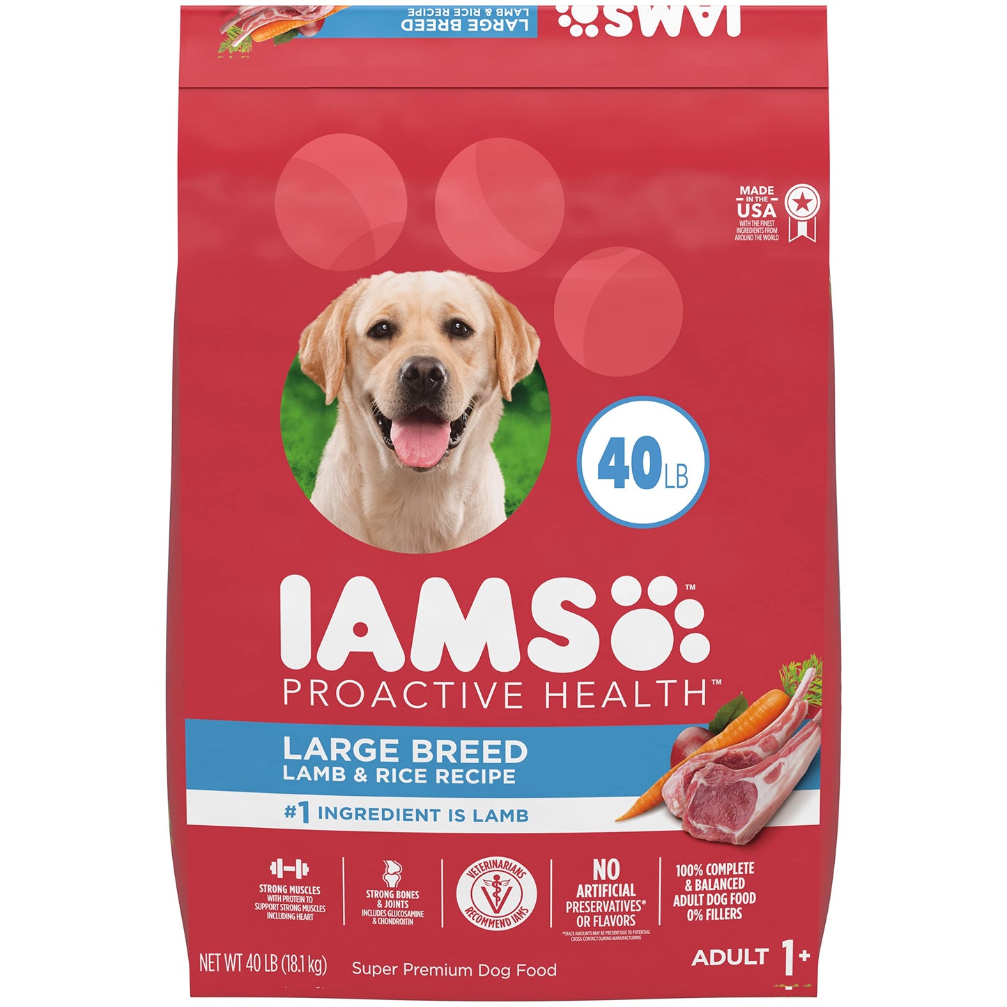 IAMS Proactive Health Large Breed Adult Dry Dog Food with Real Chicken, 30 lb. Bag