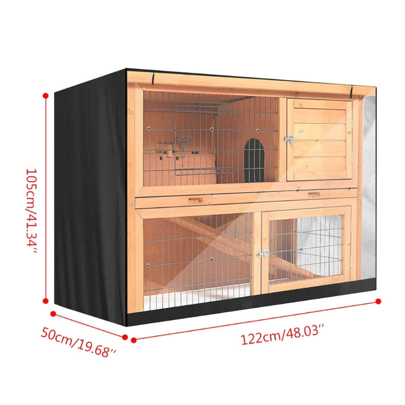 Bunny Rabbit Hutch Cover for Winter Garden Outdoor Waterproof Small Animal Cage Crate Cover UV Resistant Heavy Duty Pets