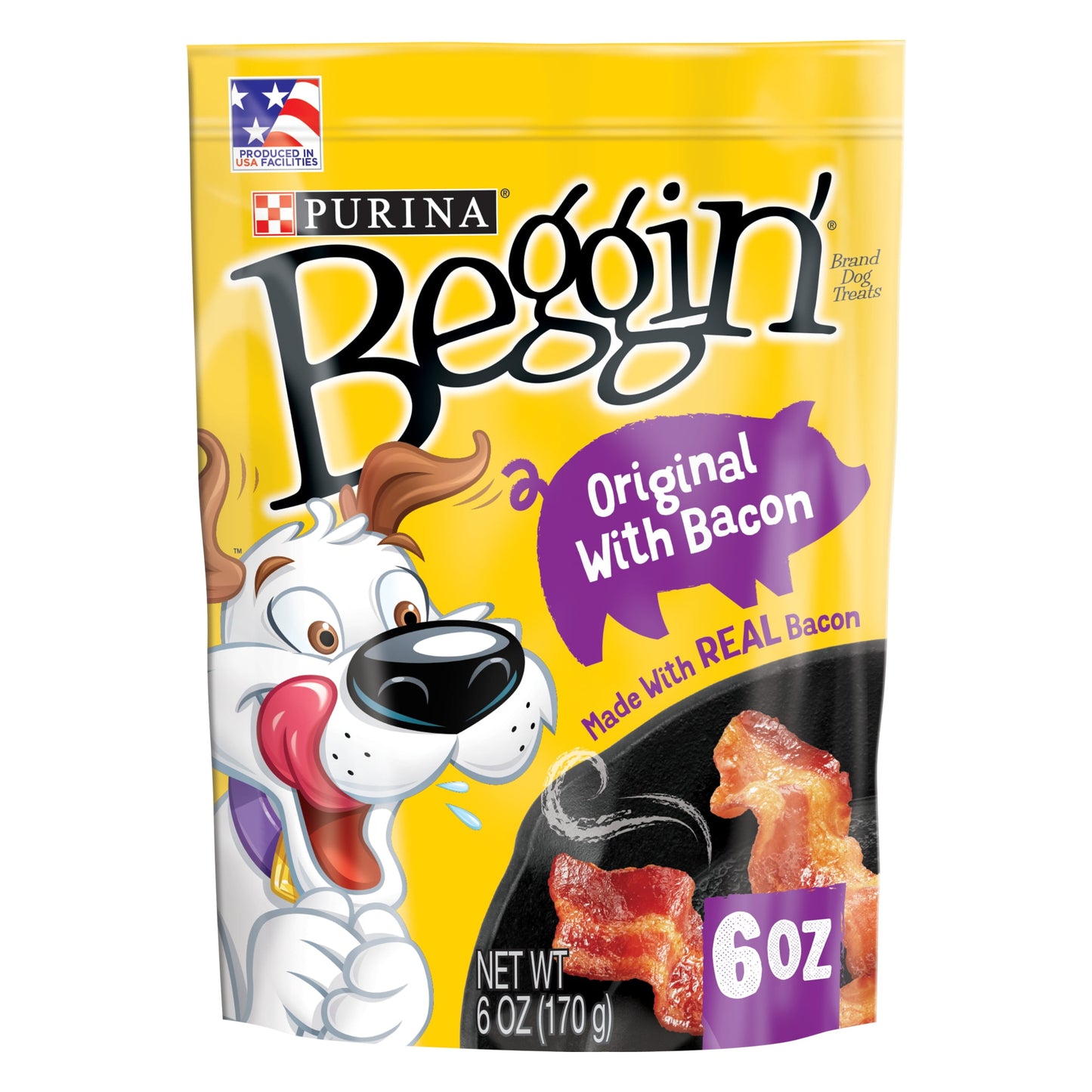 Purina Beggin' Strips Dog Treats Original with Bacon Flavor Dog Chews Snacks, 6 oz Pouch