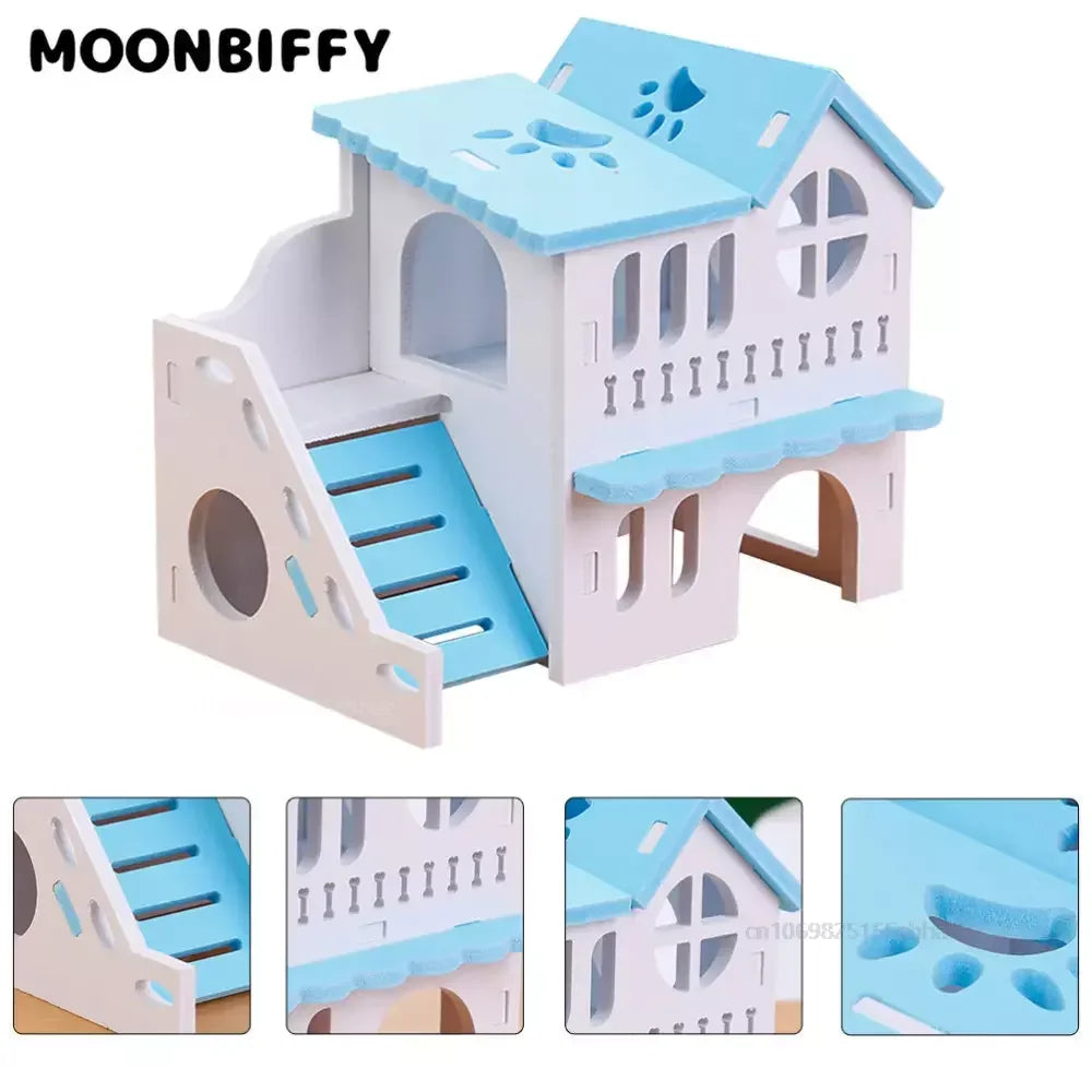 Wooden Hamster Nest Sleeping House Home Luxury Cages Pet DIY Hideout Hut Toy Small Animal Supplies Hamster Accessories