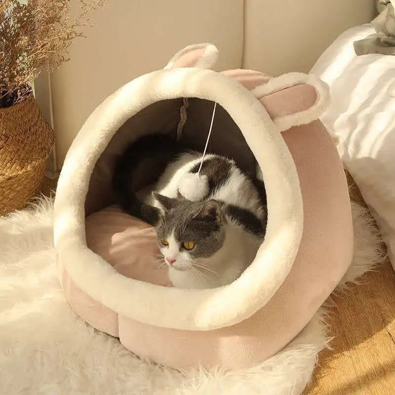 Warm Cats Bed Cute Cats House Kitten Lounger Cushion for Small Pet Sleep Tent Washable Cats Sleeping Bag Soft Dogs Basket Cave