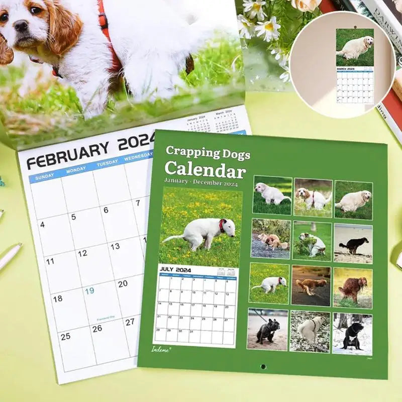 Crapping Dog Calendar Dogs Pooping In Beautiful Places Wall Calendar January 2024 To December 2024 Funny Dog Calendar Gag Gifts