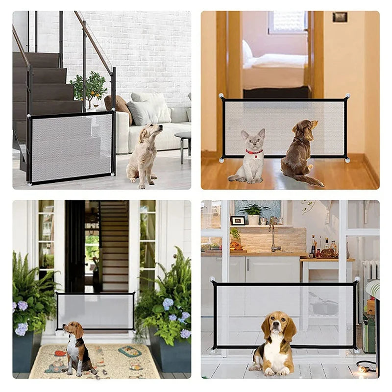 Pet Safety Guard Mesh Dog Gate,Pet Gate Magic Gate For Dogs,Portable Folding Safety Gates Install Anywhere Wide Safety