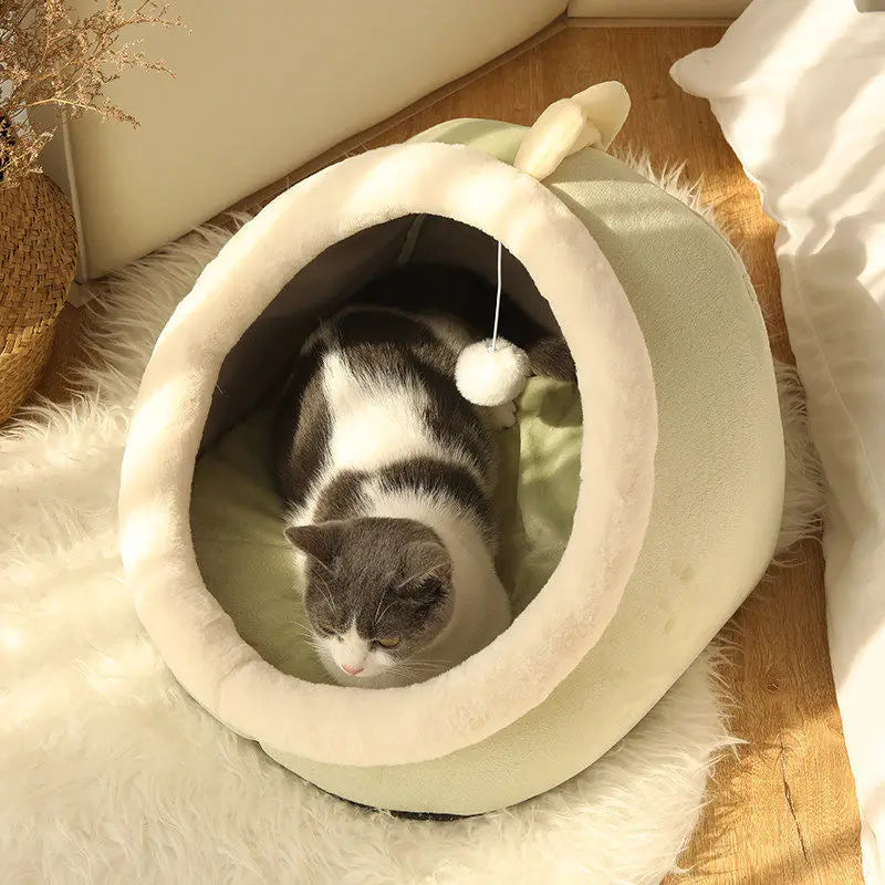 Warm Cats Bed Cute Cats House Kitten Lounger Cushion for Small Pet Sleep Tent Washable Cats Sleeping Bag Soft Dogs Basket Cave