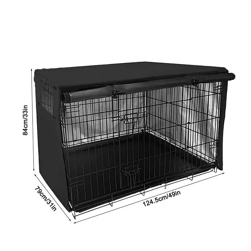 Dog Wire Crate Cover Waterproof Pet Cage Covers With Two Entrance Doors Cage Cover Universal Made Of 210D Silver Coated Oxford