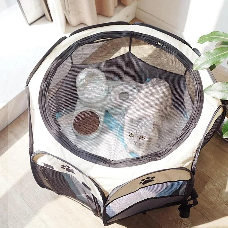 Folding Pet Tent Pet Cage Dog House Octagonal Cage for Cat Tent  Puppy Kennel Easy Operation Fence Indoor Outdoor Big Dogs House