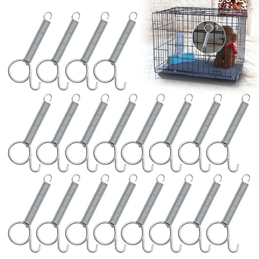 20pcs Multipurpose Spring Animal Cage Latches Lock Spring 8.5mm Rabbit Cage Door Tension Spring with Hook for fixing pet cages