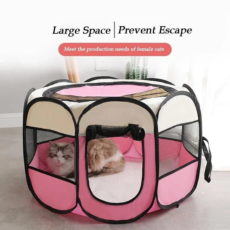 Folding Pet Tent Pet Cage Dog House Octagonal Cage for Cat Tent  Puppy Kennel Easy Operation Fence Indoor Outdoor Big Dogs House