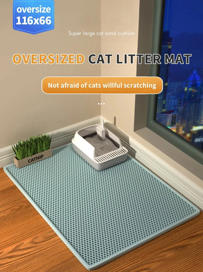 Cat Litter Mat Double Layer Kitty Litter Trapping Mat Waterproof Easy to Clean Scatter Control Pad Litter Oversize Carpet