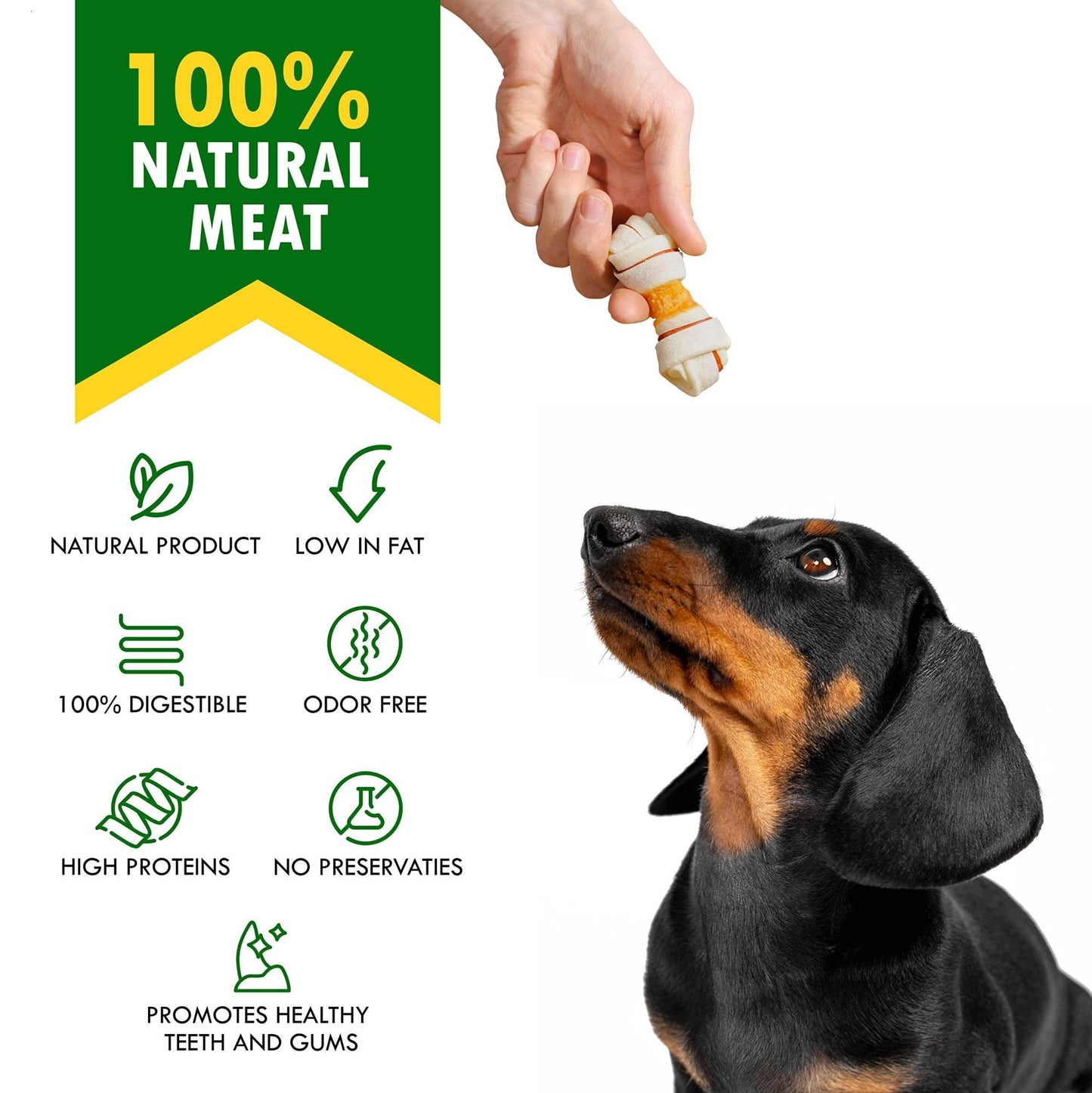 Dog Rawhide Sticks Wrapped with Chicken and Pet Natural Chew Treats Grain Free Organic Meat Human Grade Dried Snacks in Bulk Bones