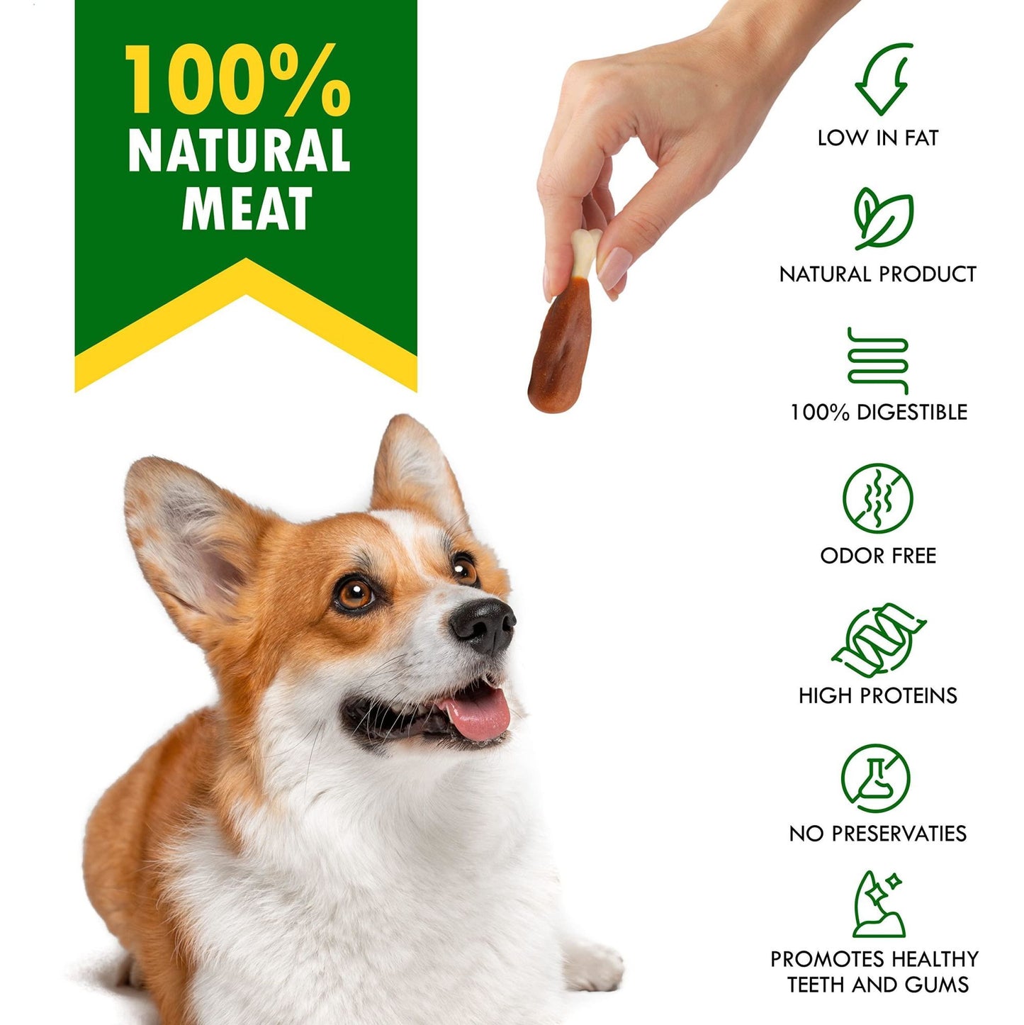 Dog Calcium Bones Wrapped Chicken & Rawhide Free Chew Treats Pet Healthy Dried Snacks Grain Free Organic Meat Chews for Training Small Large Dogs