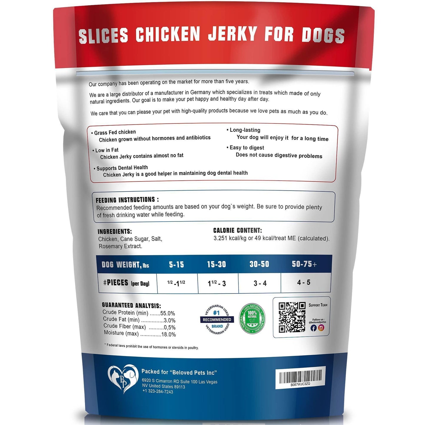 Chicken Jerky Dog Treats 1.5 Lb Human Grade Pet Snacks Grain Free Organic Meat All Natural High Protein Dried Strips Best Chews for Training Small & Large Dogs