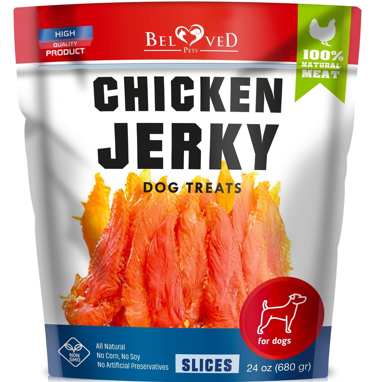 Chicken Jerky Dog Treats 1.5 Lb Human Grade Pet Snacks Grain Free Organic Meat All Natural High Protein Dried Strips Best Chews for Training Small & Large Dogs