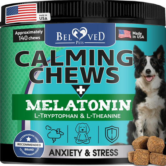 Hemp Calming Chews for Dogs Puppy Pet Separation Anxiety Relief Treats & Calm Aggressive Behavior Melatonin Anti Stress Treatment Help with Thunder Sleep Aid Bacon Flavor
